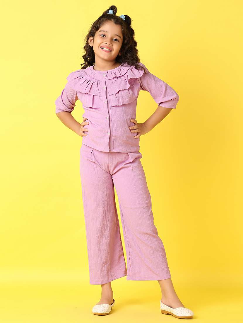 girls lavender self design co-ord set