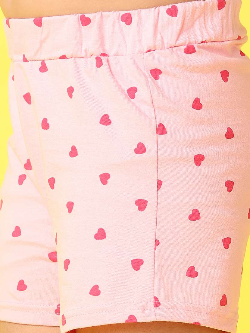 girls front printed round neck top & shorts set - 21498615 -  Standard Image - 4