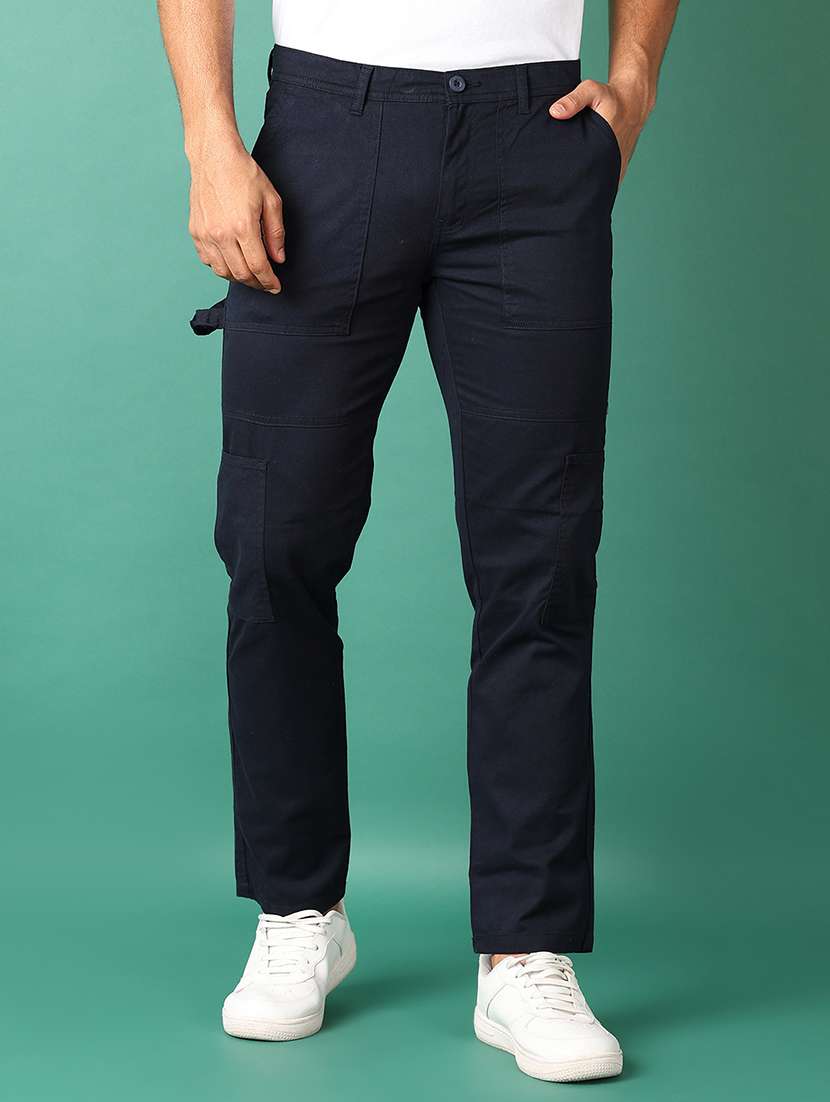 men solid regular fit chinos casual trouser - 21498625 -  Standard Image - 1