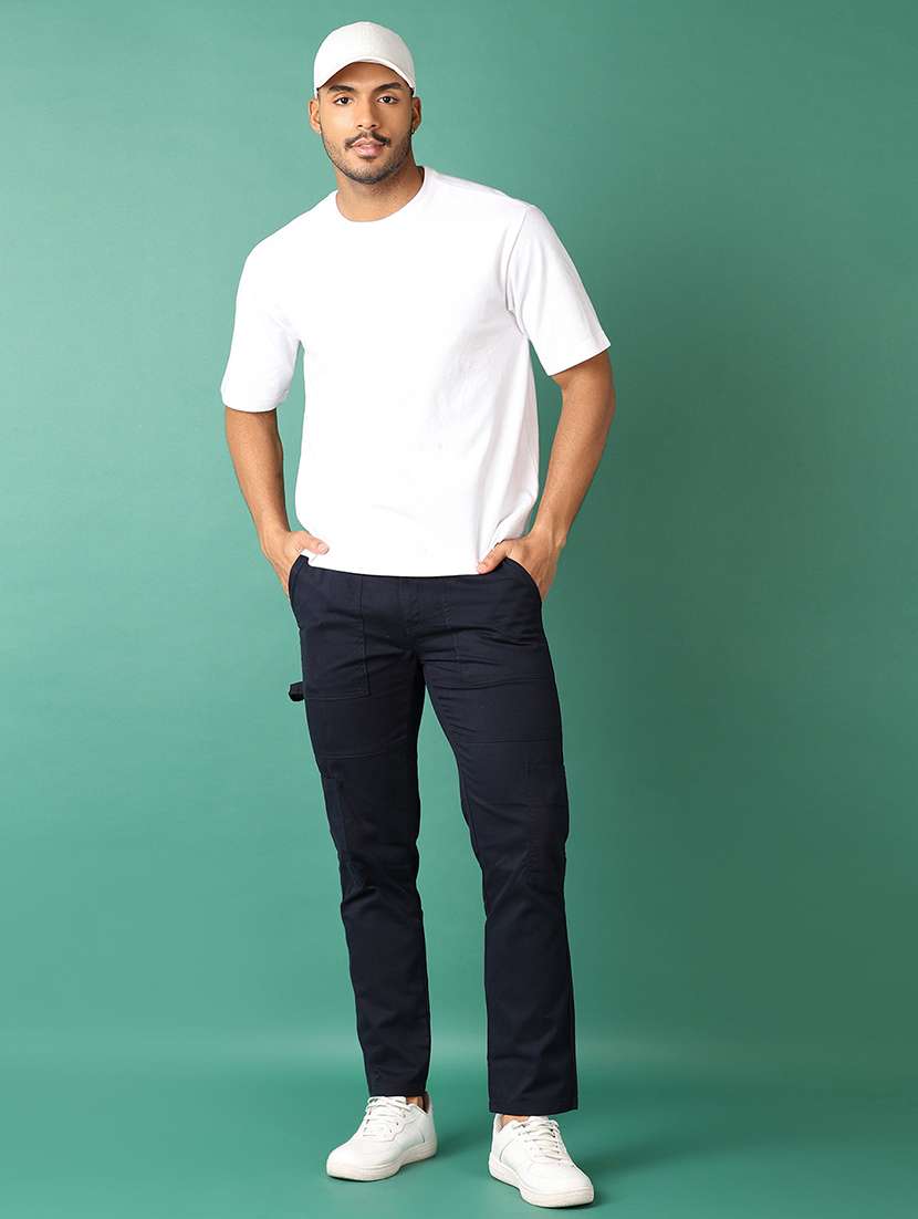 men solid regular fit chinos casual trouser - 21498625 -  Standard Image - 4