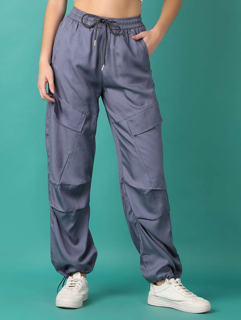 women grey solid cargo