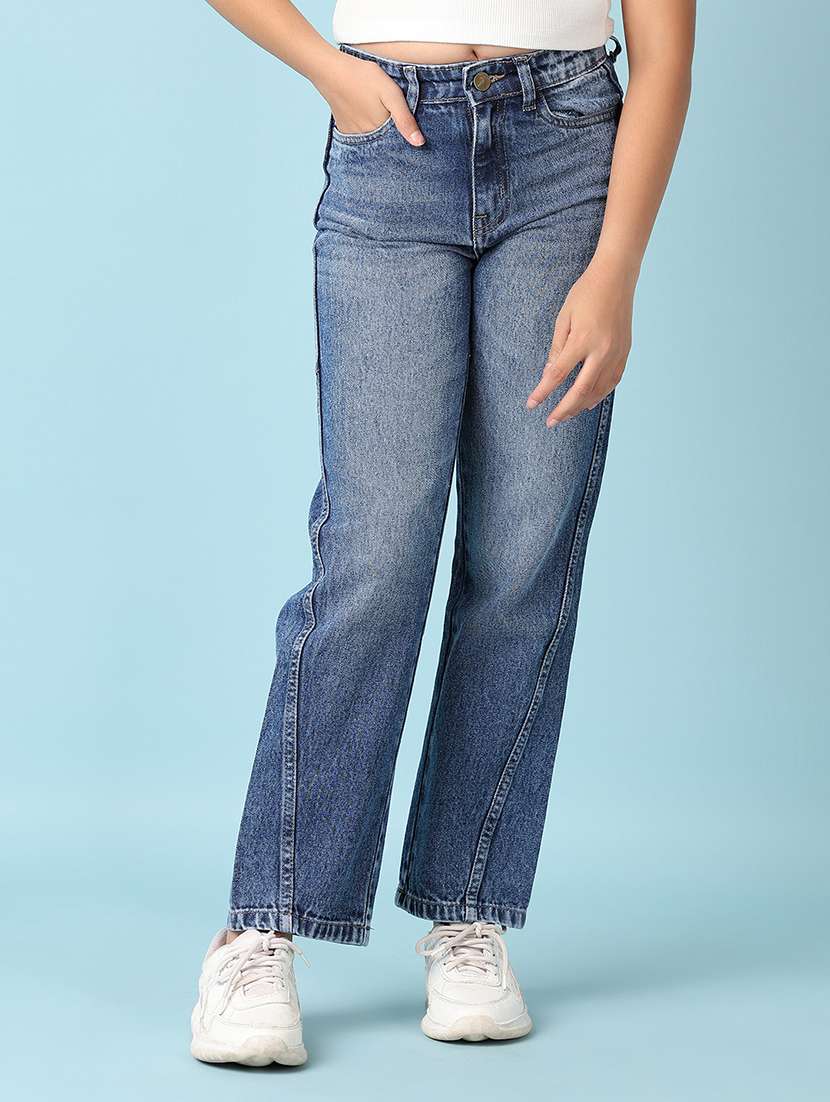 girls solid straight fit jeans