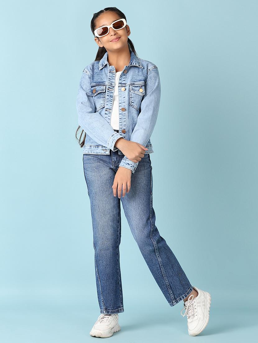 girls solid straight fit jeans - 21498640 - Standard Image - 4