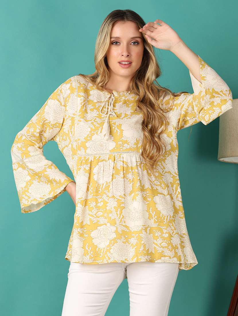 women printed bell sleeves a-line kurti - 21498738 - Zoom Image - 0