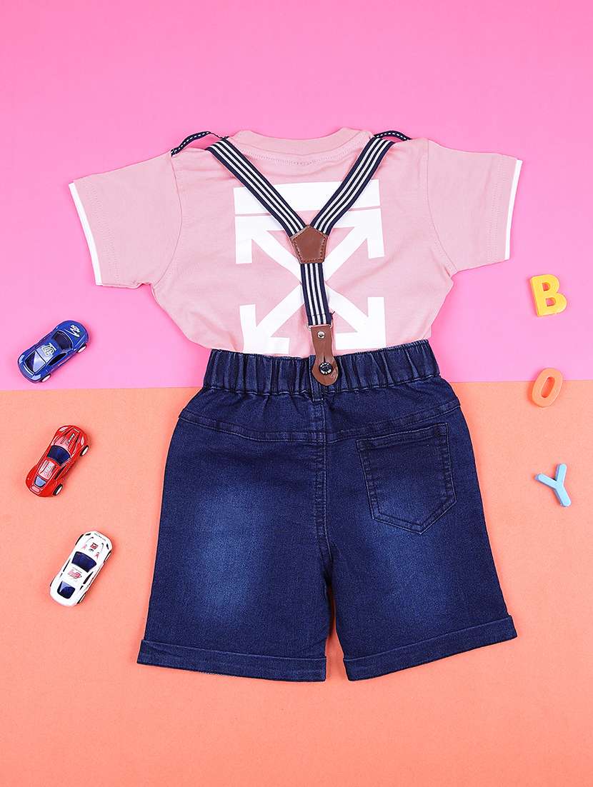boys printed t-shirt & dungaree  - 21498753 -  Standard Image - 1