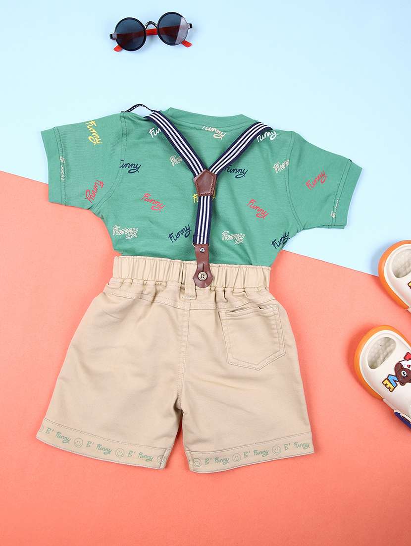 boys printed t-shirt & dungaree  - 21498754 -  Standard Image - 1