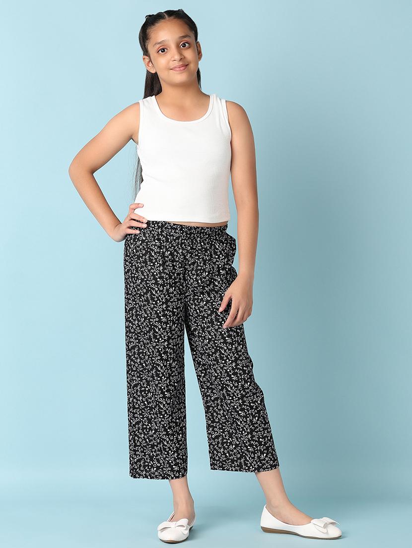 girls black printed palazzo - 21498766 - Standard Image - 4