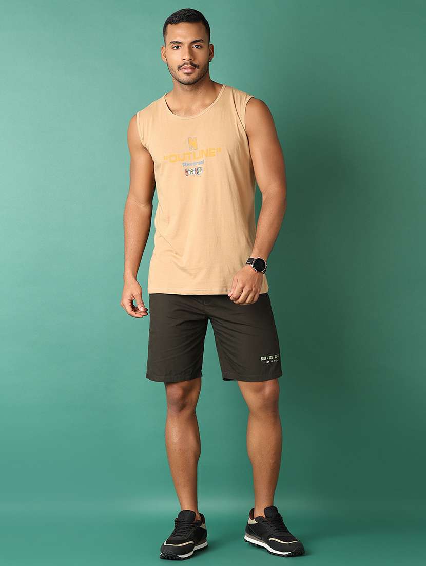 men olive solid shorts - 21498814 -  Standard Image - 4