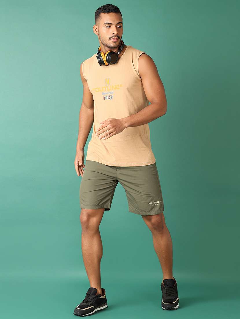 men olive solid shorts - 21498816 -  Standard Image - 4