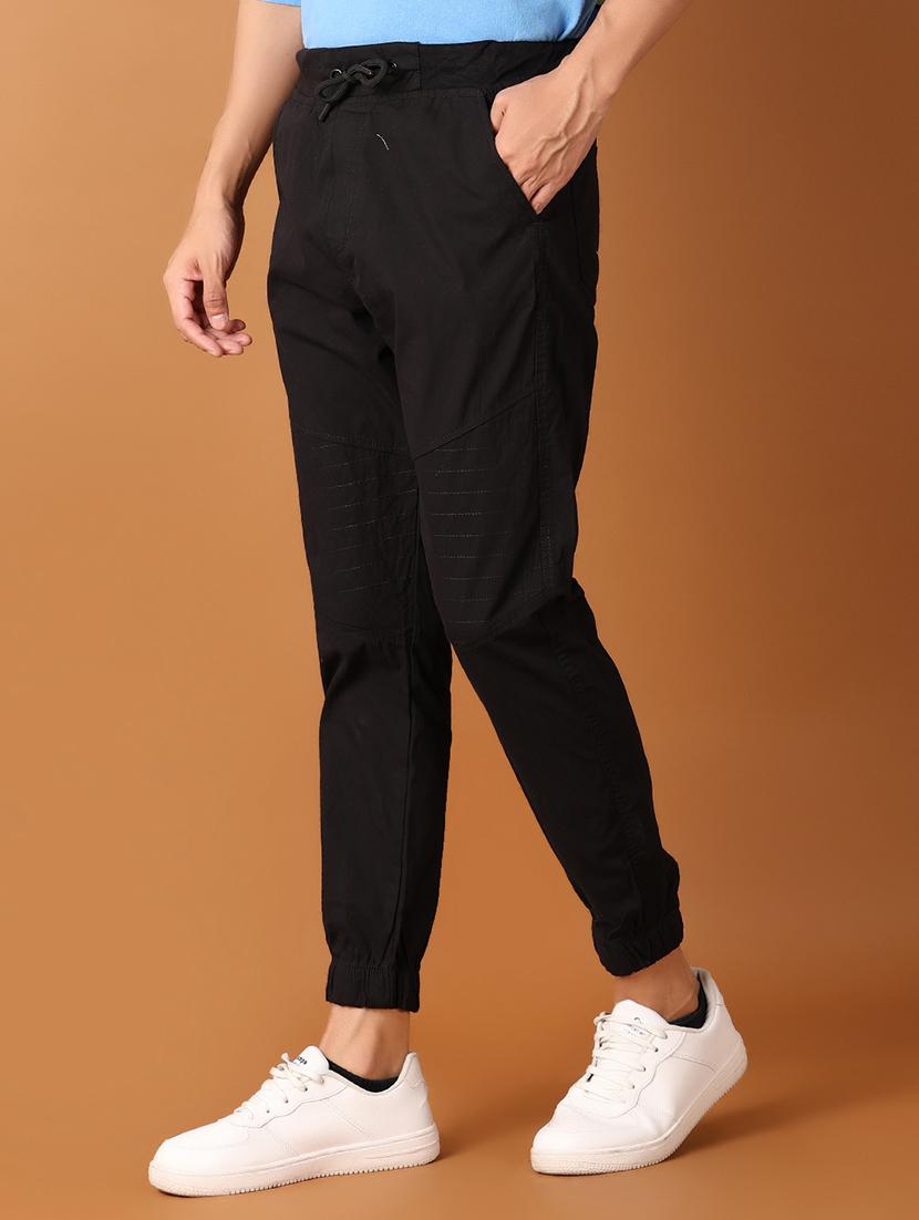 men black solid joggers - 21498826 - Standard Image - 1