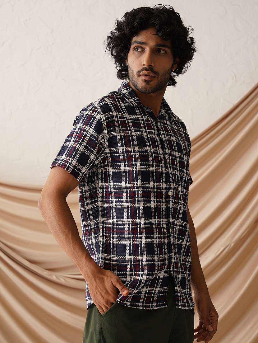 men checkered short sleeve casual shirt - 21498861 -  Standard Image - 1