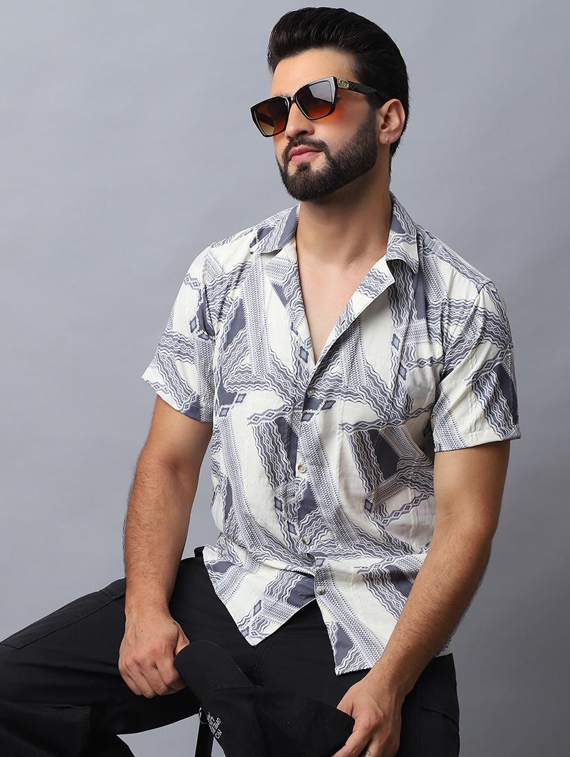 men printed short sleeve casual shirt - 21498865 -  Standard Image - 1