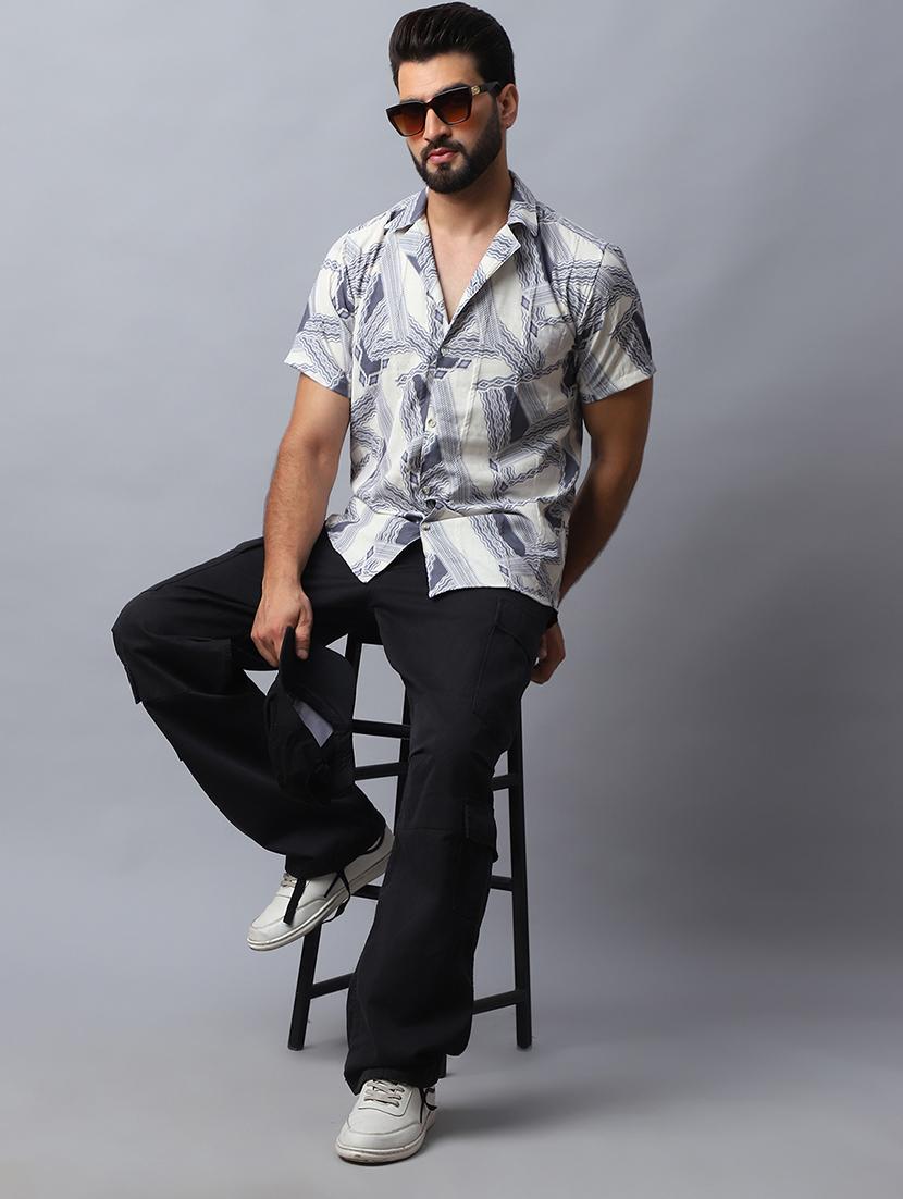 men printed short sleeve casual shirt - 21498865 - Standard Image - 4