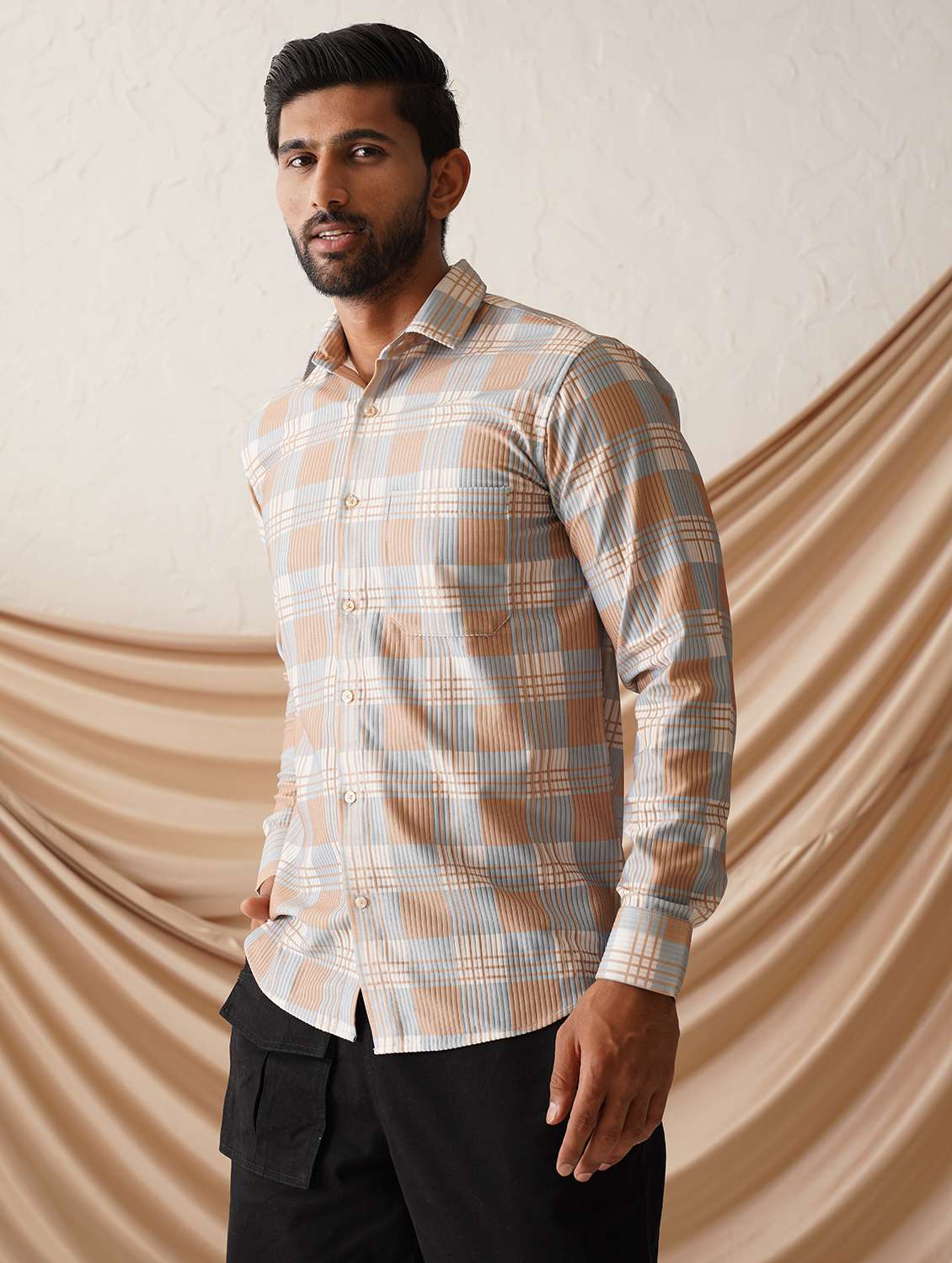 men checkered long sleeve regular fit casual shirt - 21498874 -  Standard Image - 1