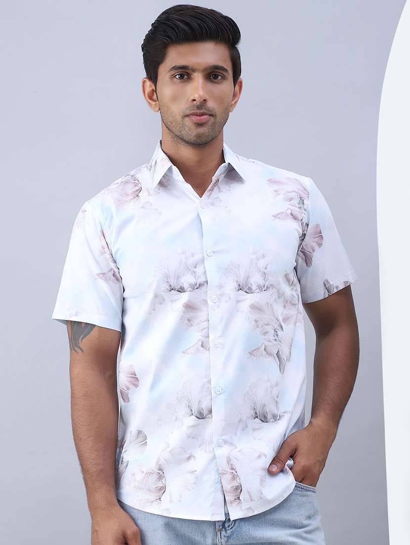 men printed short sleeve regular fit casual shirt - 21498879 -  Standard Image - 1