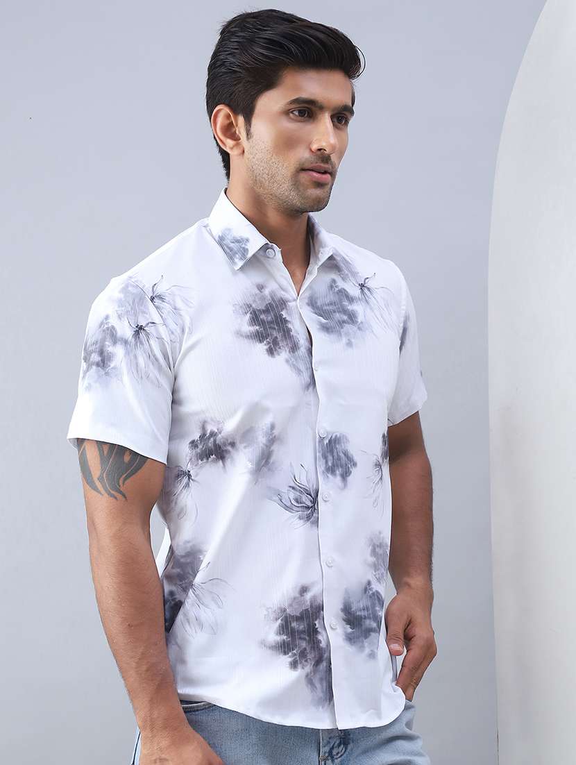 men printed short sleeve regular fit casual shirt - 21498881 -  Standard Image - 1