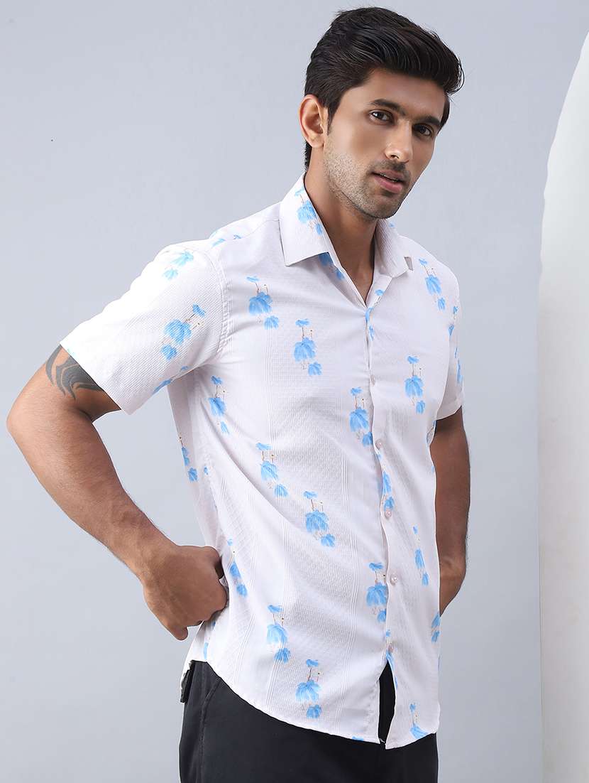 men printed short sleeve regular fit casual shirt - 21498887 -  Standard Image - 1