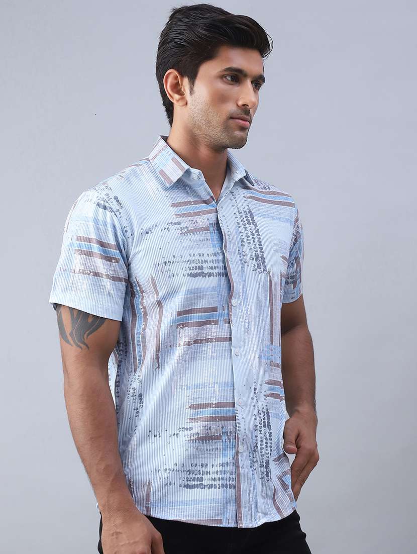 men printed short sleeve regular fit casual shirt - 21498894 -  Standard Image - 1