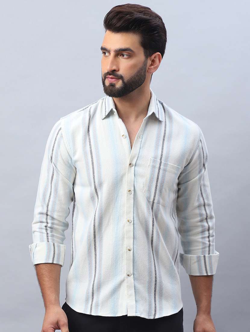 men striped long sleeve regular fit casual shirt - 21498898 -  Standard Image - 1