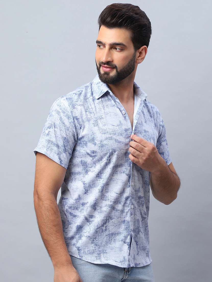 men printed short sleeve regular fit casual shirt - 21498900 -  Standard Image - 1