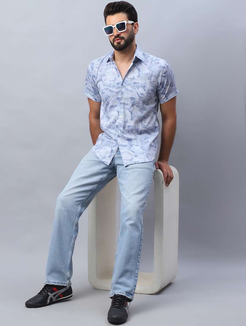 men printed short sleeve regular fit casual shirt - 21498900 -  Standard Image - 6