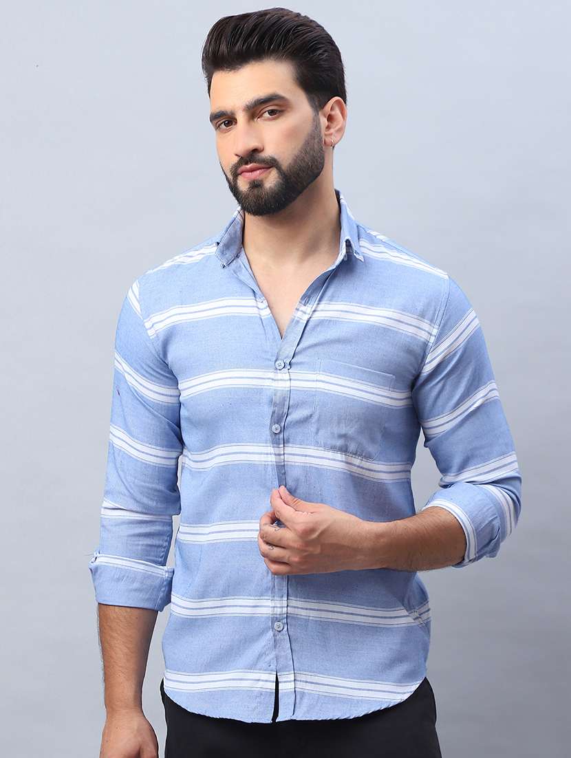 men striped long sleeve regular fit casual shirt - 21498901 -  Standard Image - 1