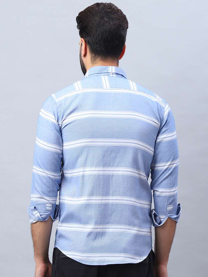 men striped long sleeve regular fit casual shirt - 21498901 -  Standard Image - 4