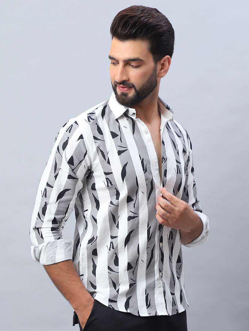 men printed long sleeve regular fit casual shirt - 21498904 -  Standard Image - 1