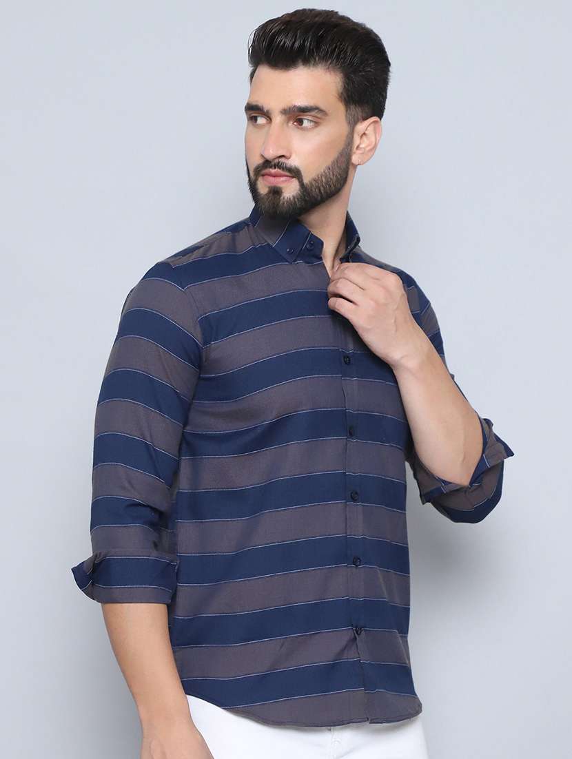 men striped long sleeve regular fit casual shirt - 21498919 -  Standard Image - 1
