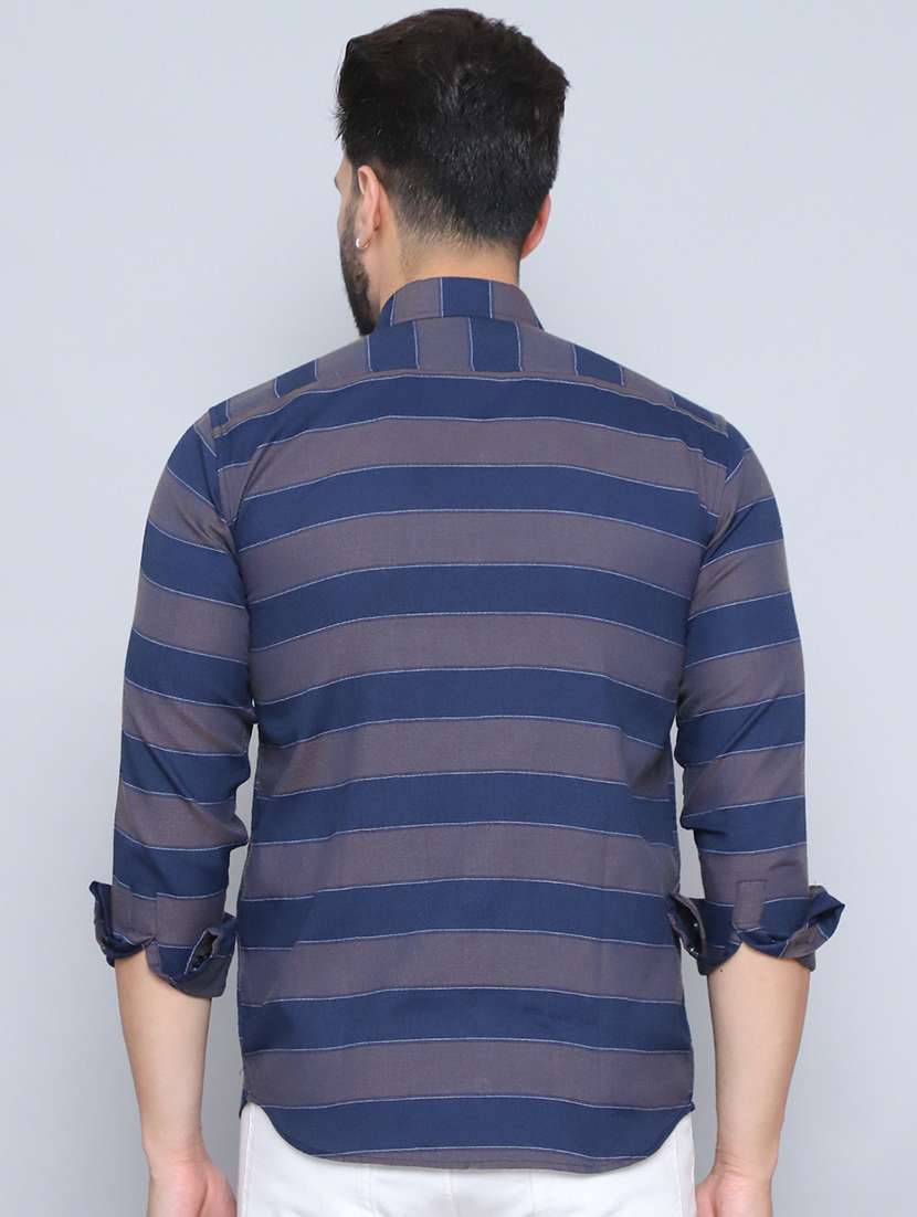 men striped long sleeve regular fit casual shirt - 21498919 -  Standard Image - 4