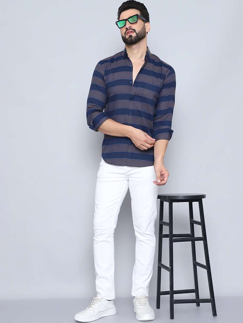 men striped long sleeve regular fit casual shirt - 21498919 -  Standard Image - 6