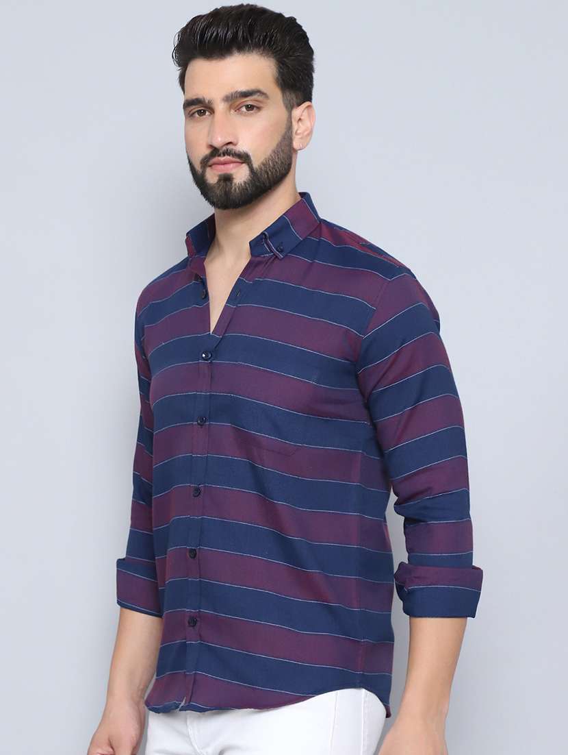 men striped long sleeve regular fit casual shirt - 21498920 -  Standard Image - 4