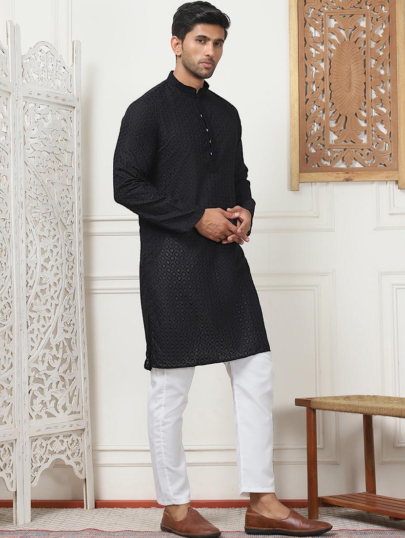men embroidered kurta pyjama ethnic wear set - 21498951 - Standard Image - 1
