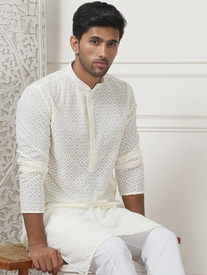 men embroidered kurta pyjama ethnic wear set - 21498952 - Standard Image - 4