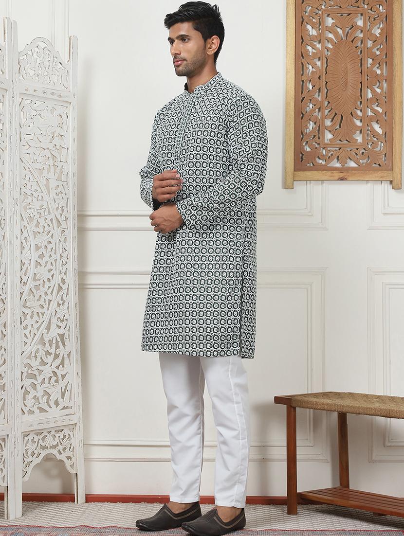 men embroidered kurta pyjama ethnic wear set - 21498954 - Standard Image - 1