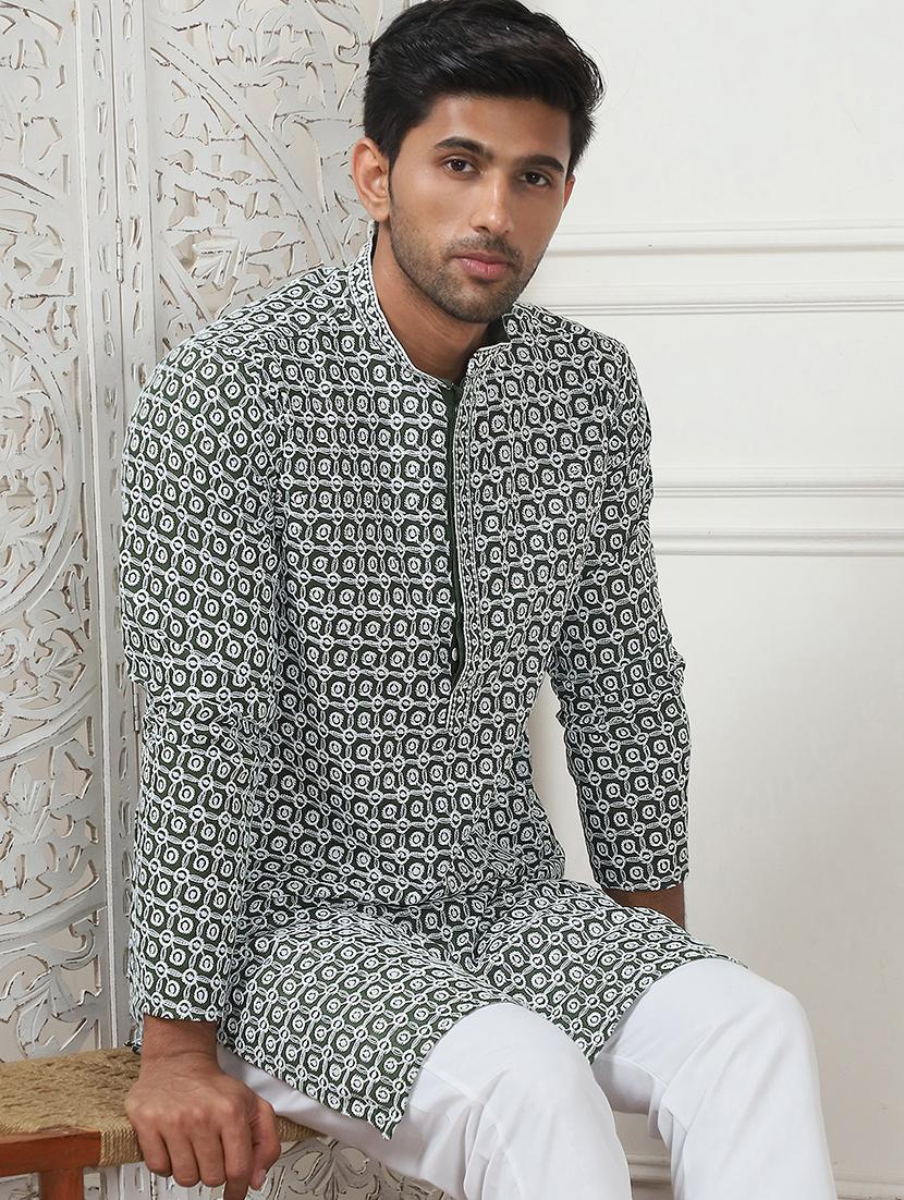 men embroidered kurta pyjama ethnic wear set - 21498954 - Standard Image - 4