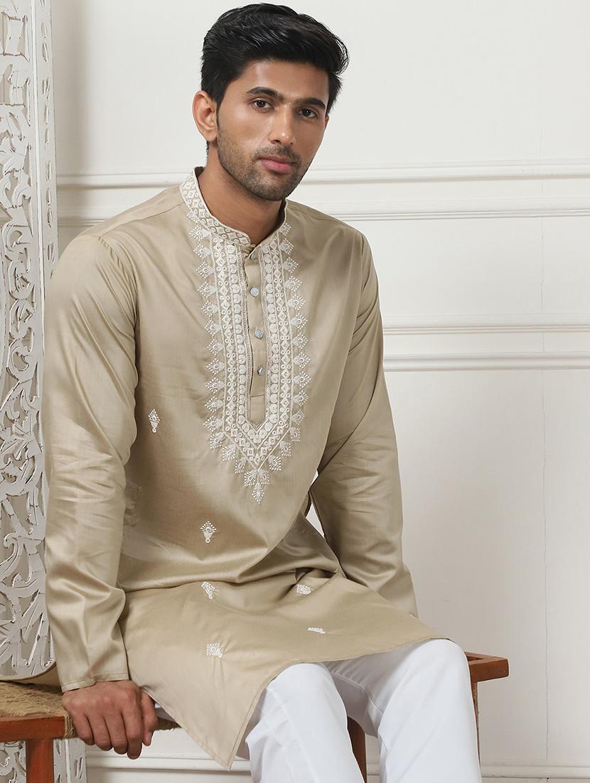 men embroidered kurta pyjama ethnic wear set - 21498957 - Standard Image - 4