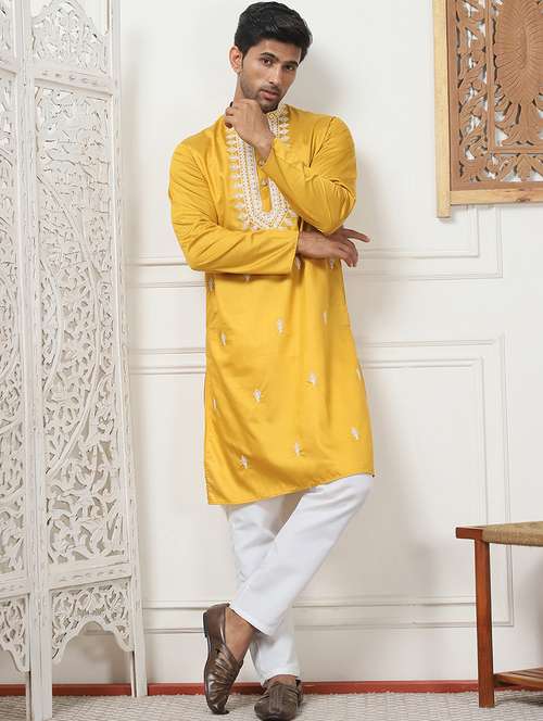 men embroidered kurta pyjama ethnic wear set - 21498958 -  Standard Image - 0