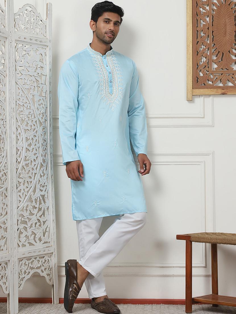 men embroidered kurta pyjama ethnic wear set - 21498960 - Standard Image - 1