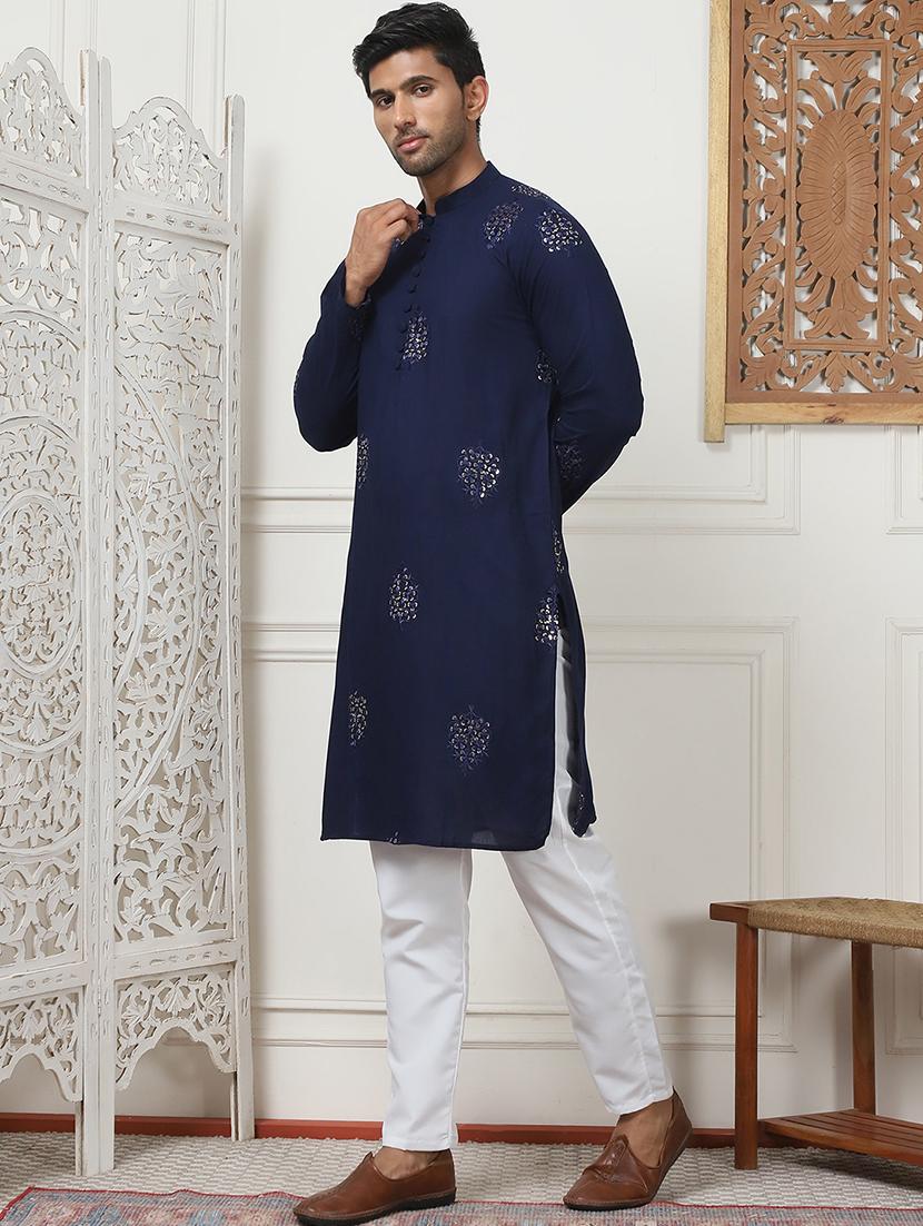 men embroidered kurta pyjama ethnic wear set - 21498967 - Standard Image - 1