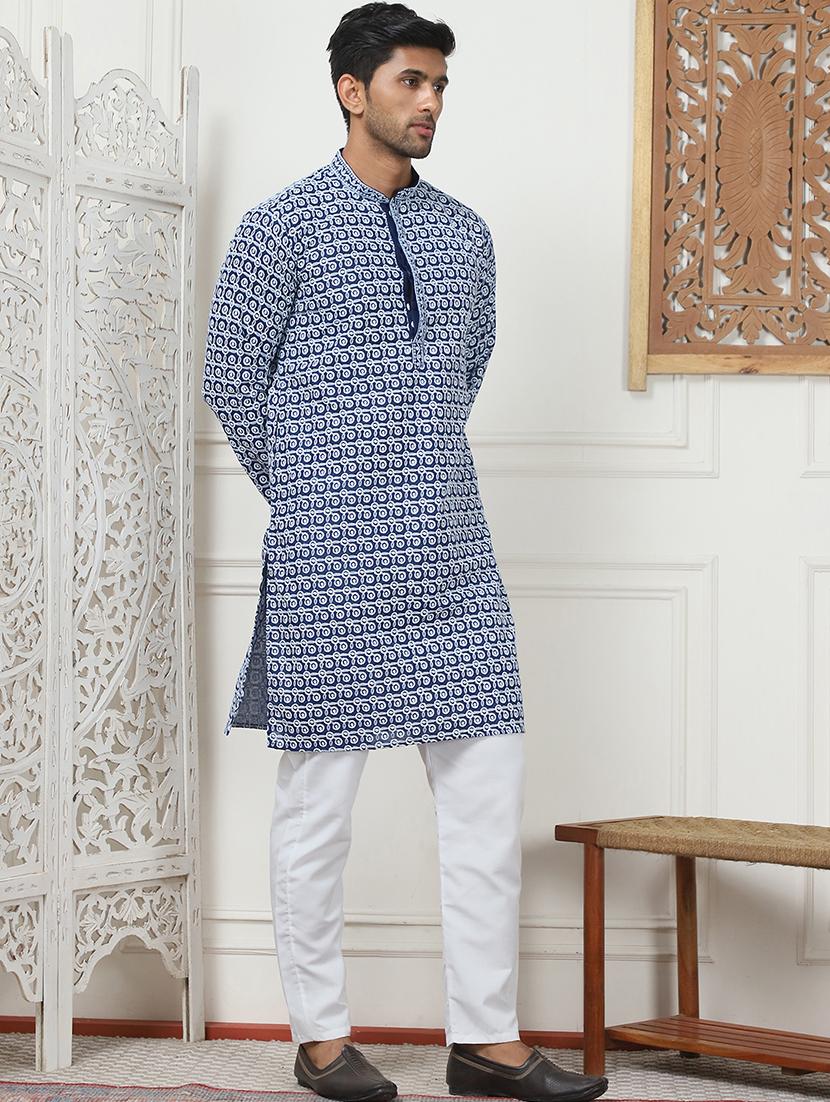 men embroidered kurta pyjama ethnic wear set - 21498977 - Standard Image - 1