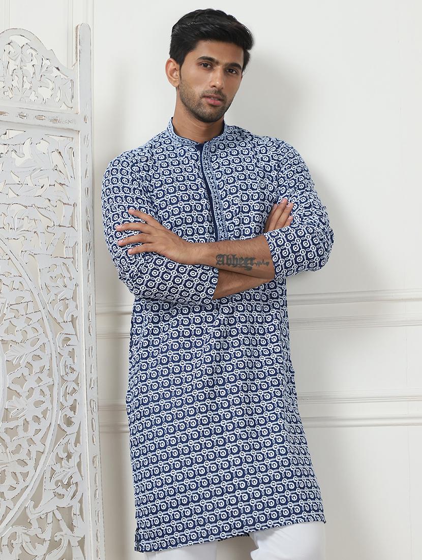 men embroidered kurta pyjama ethnic wear set - 21498977 - Standard Image - 4
