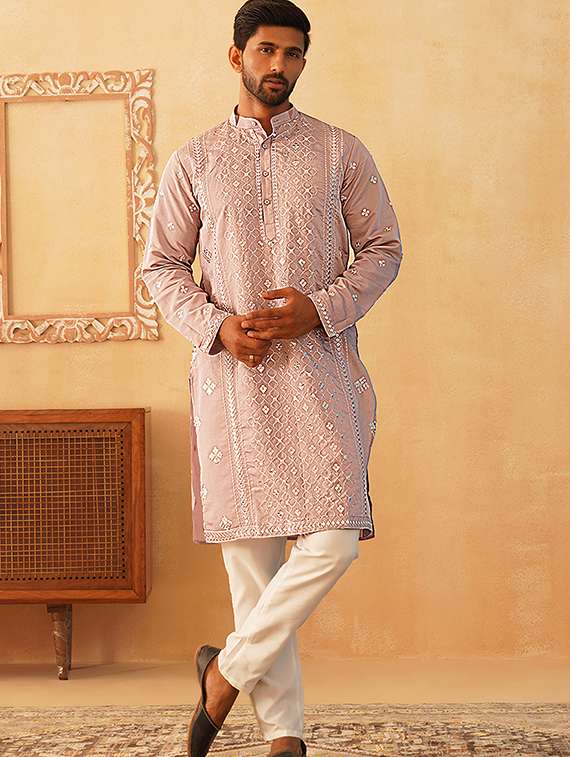men embroidered kurta pyjama ethnic wear set - 21498985 -  Standard Image - 1