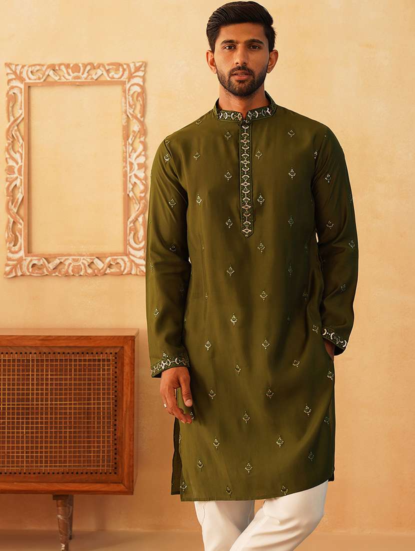 men embroidered kurta pyjama with dupatta set - 21498990 -  Standard Image - 1