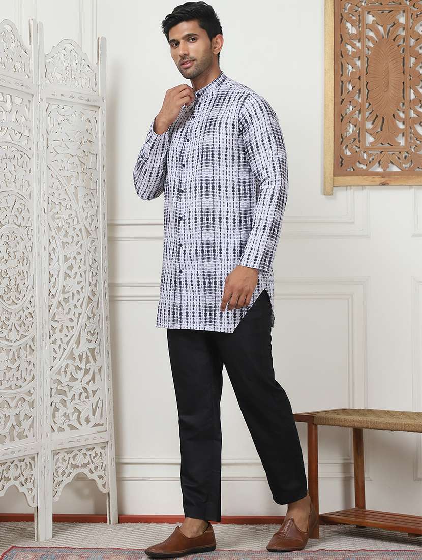 men nabdarin neck tie & dye kurta with trouser - 21498993 -  Standard Image - 1