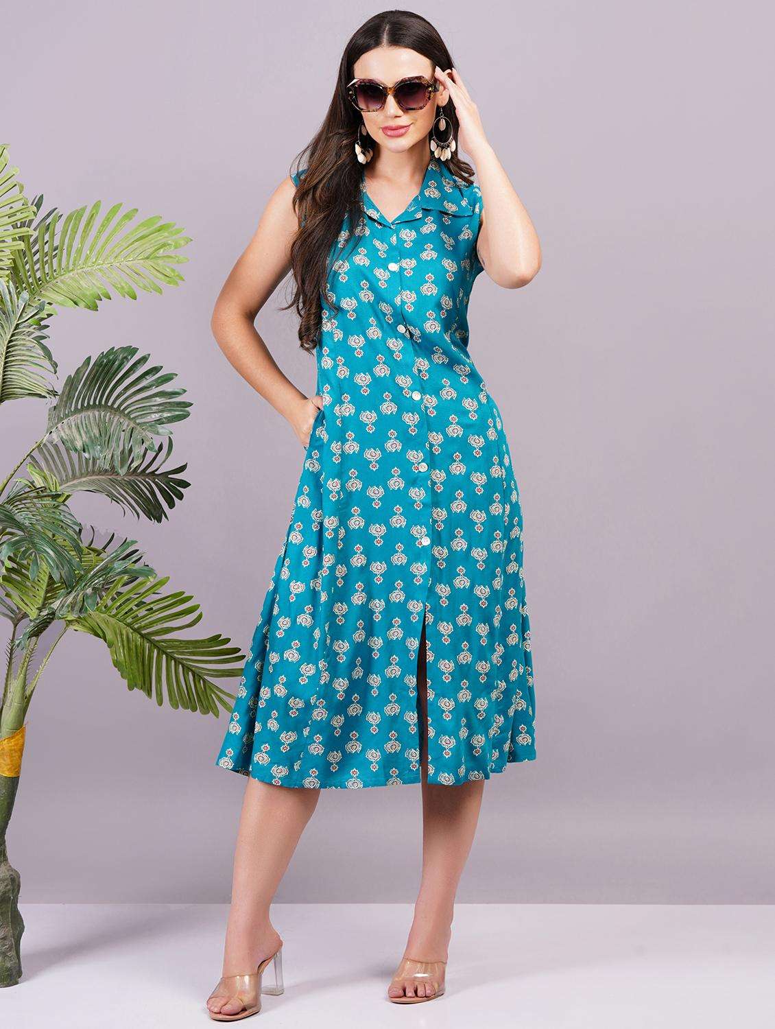women printed a-line ethnic dress