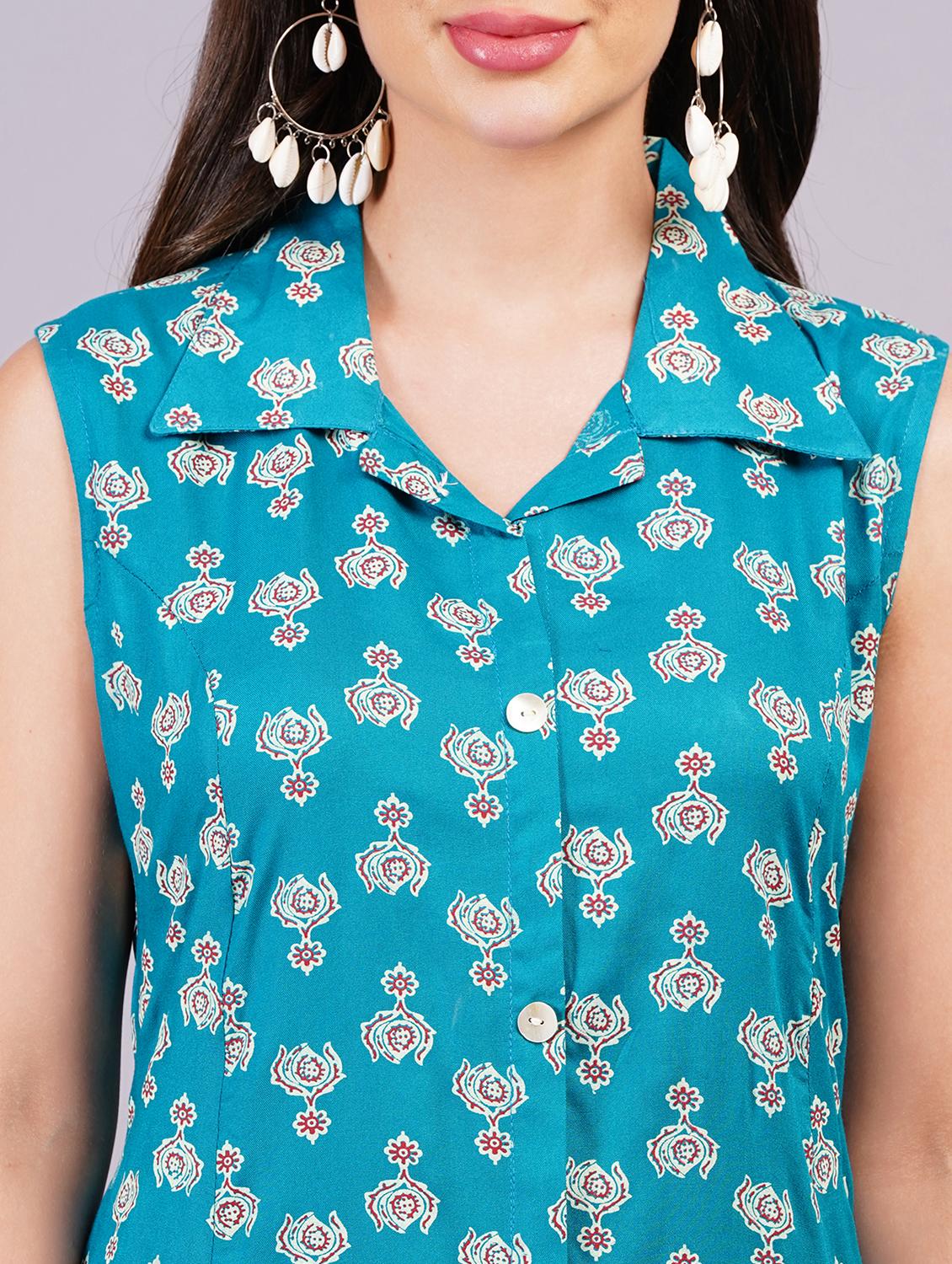 women printed a-line ethnic dress - 21498999 - Standard Image - 4