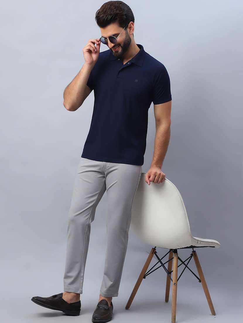 men grey cotton chinos casual trouser - 21499066 -  Standard Image - 4