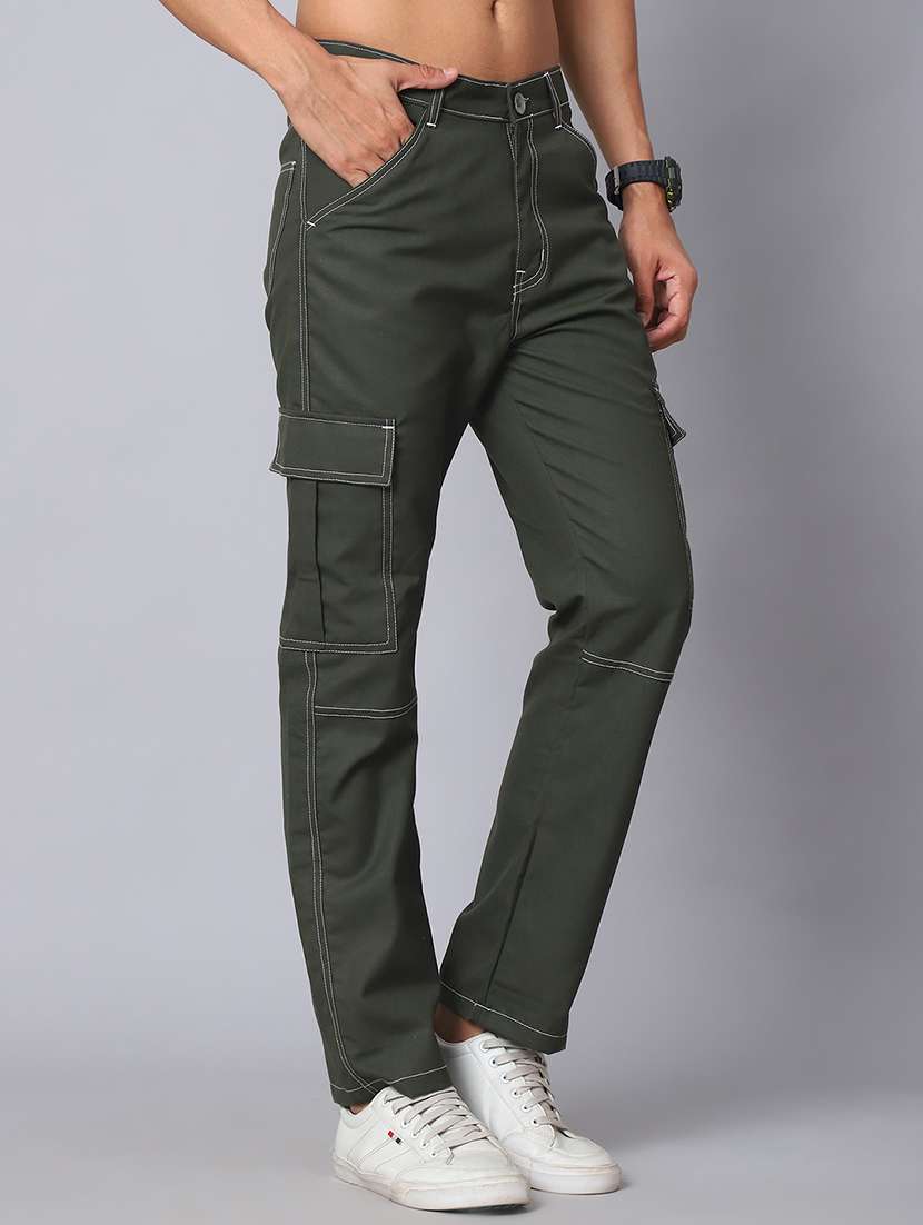 men olive cotton blend cargo pants - 21499075 -  Standard Image - 1