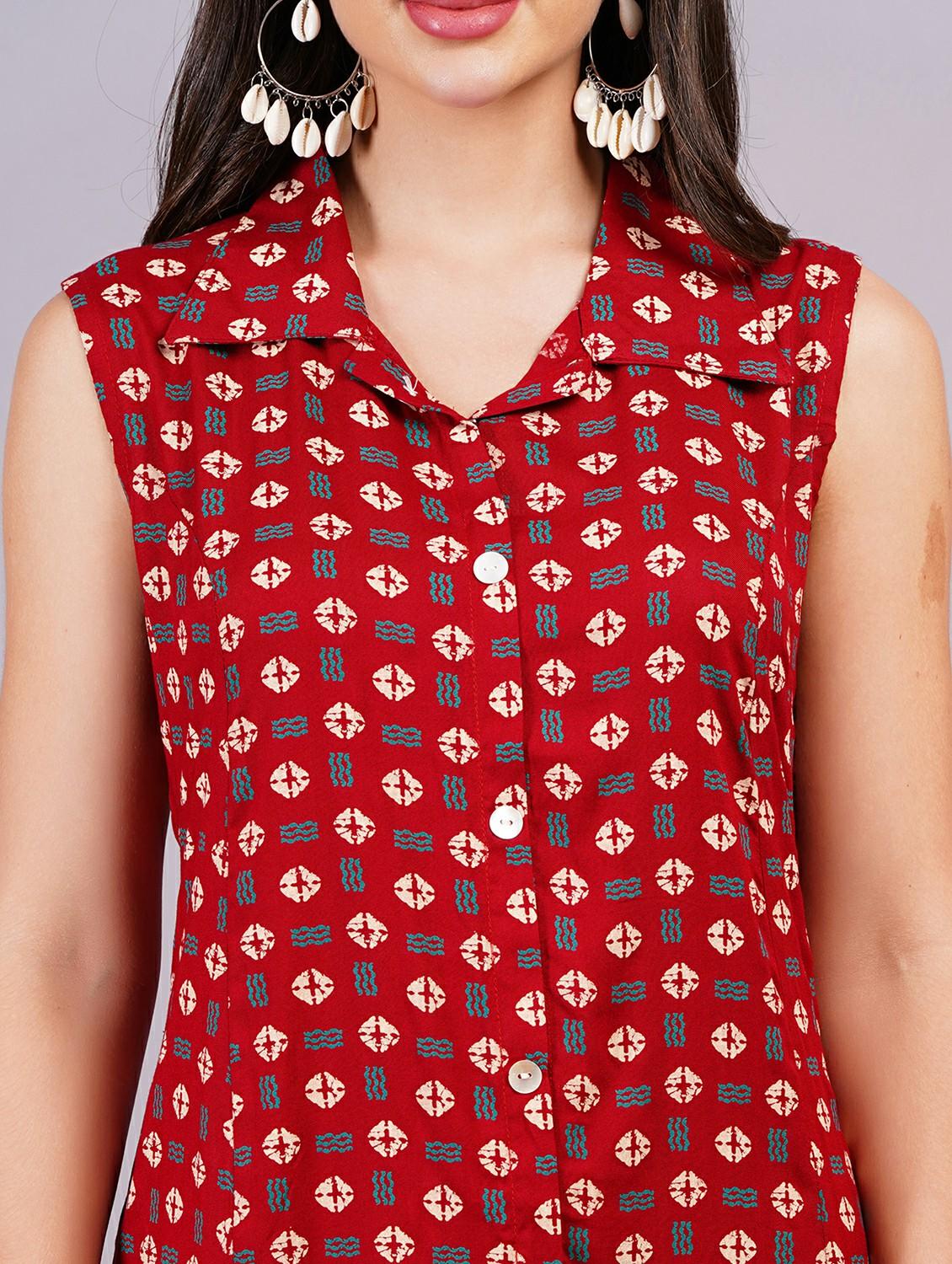 women sleeveless printed a-line ethnic dress - 21499135 - Standard Image - 4